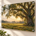 Southern Roots live oak acrylic wall art, close-up of artwork detail