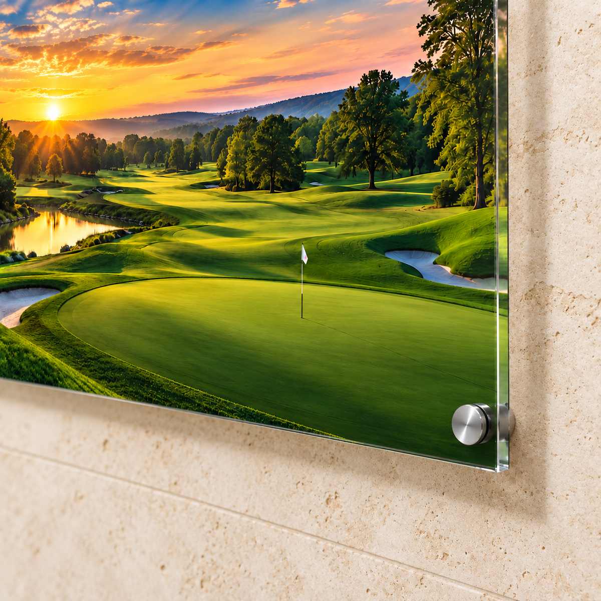 First Light Fairway golf acrylic panel, corner detail