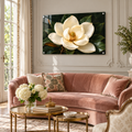 Magnolia After Dark floral acrylic panel in an elegant New Orleans room